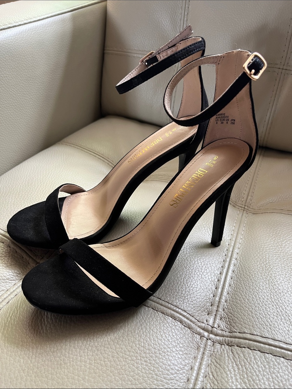Dream Pairs Black Suede Ankle-Strap Stiletto Sandals